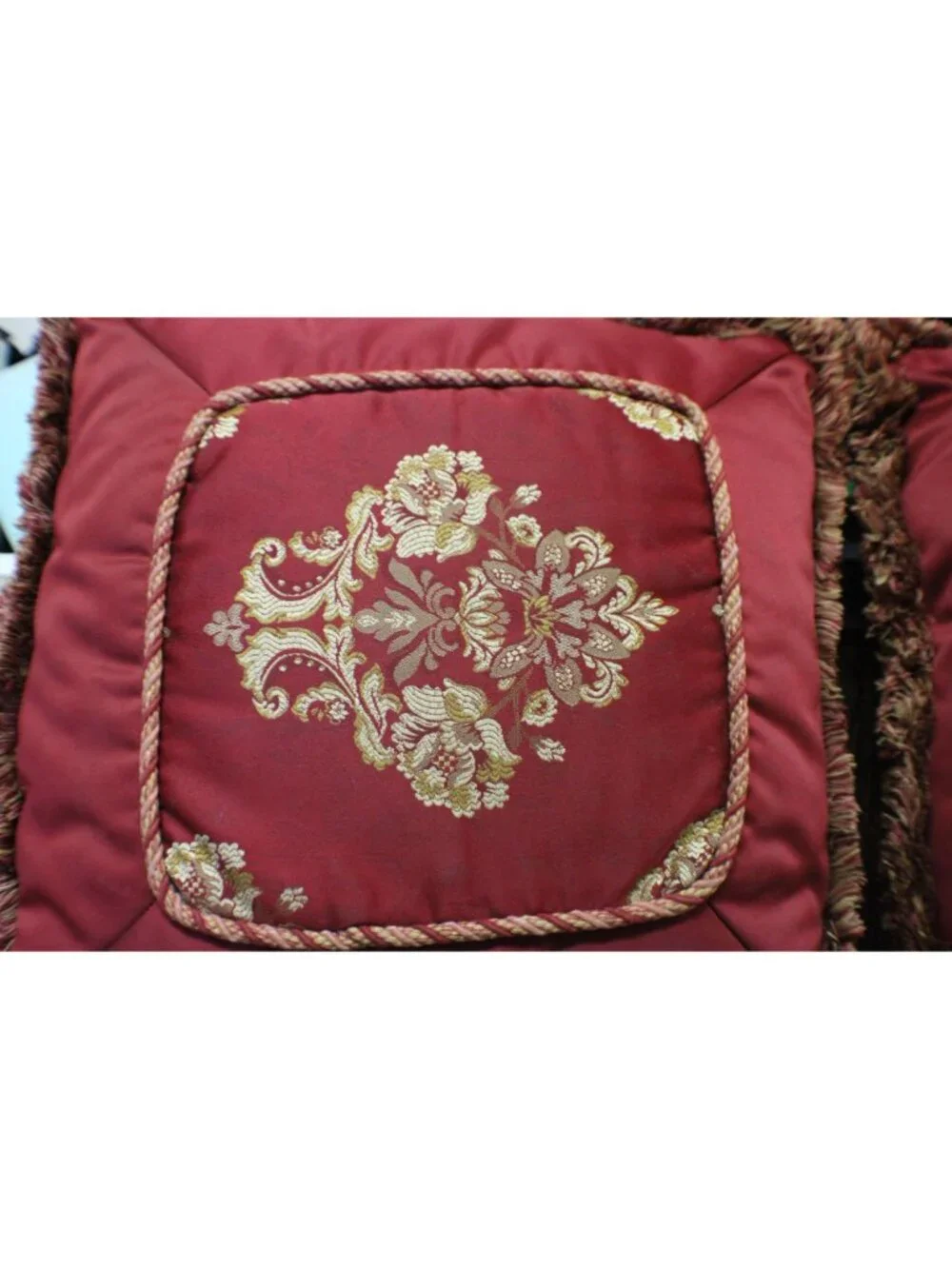 Waterford Charlemont Ruby Red Gold Medallion Throw Pillow Set Embroidered Damask